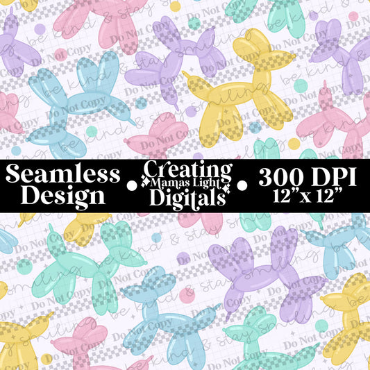 Balloon Dogs Seamless PNG Digital Download