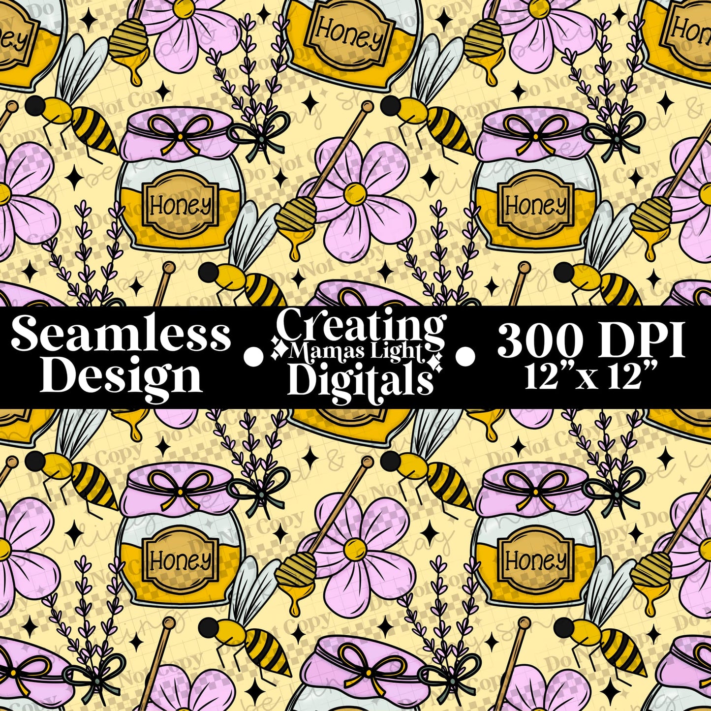 Lavendar & Honey Seamless PNG Digital Download