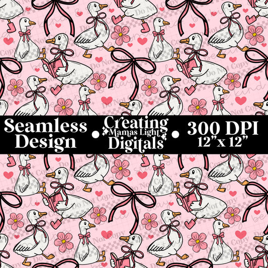Silly Goose Pink Seamless PNG Digital Download