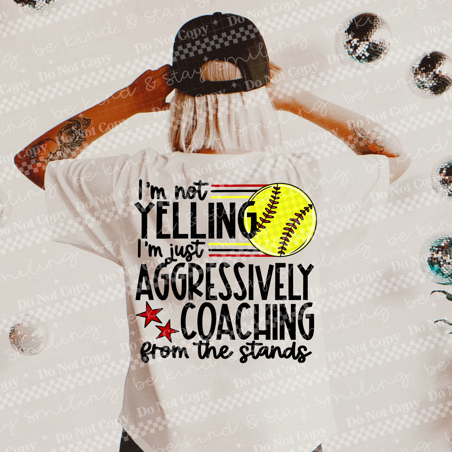 Aggressively Coaching Softball PNG Digital Download