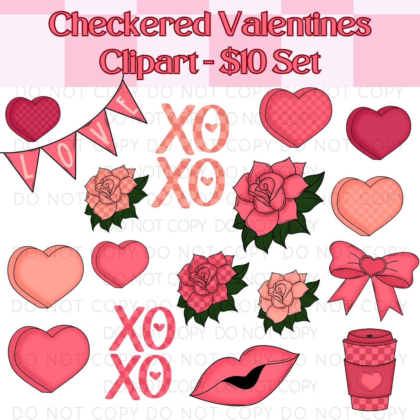 Checkered Valentines Clip Art