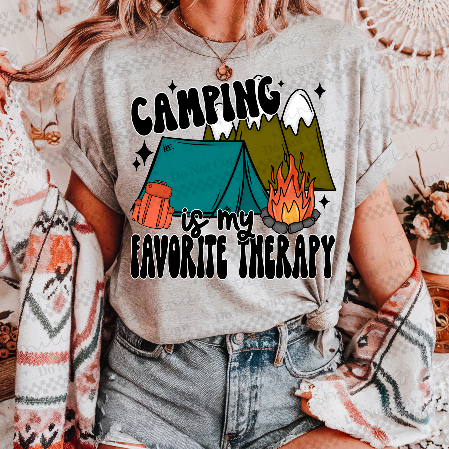 Camping Is My Favorite Therapy PNG Digital Download
