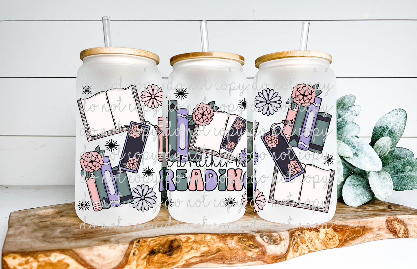 I'd Rather Be Reading Can Glass PNG Digital Download