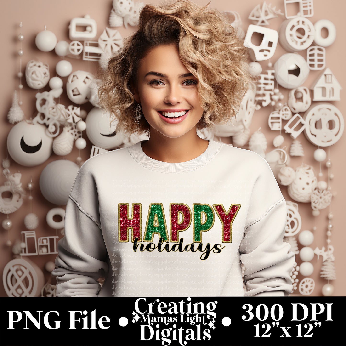 Happy Holidays Faux Embroidery