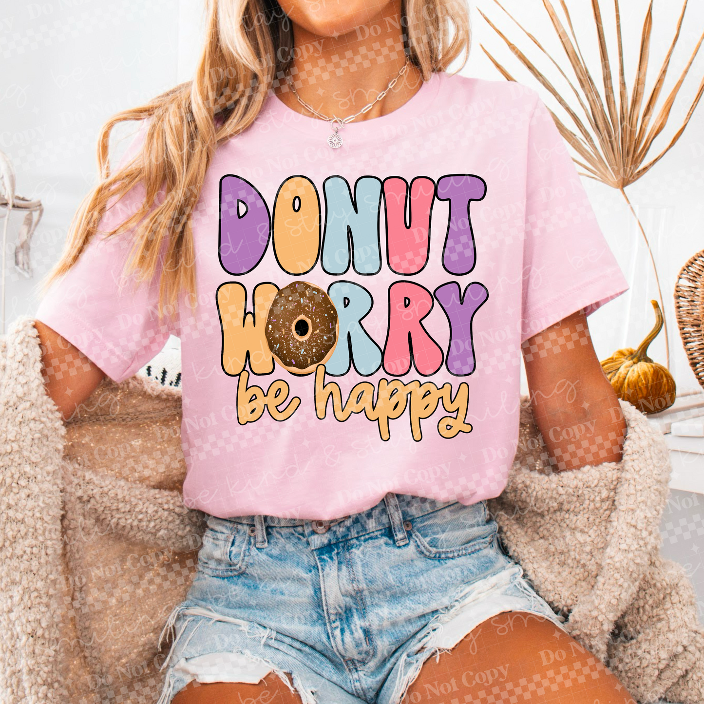 Donut Worry Be Happy PNG Digital Download