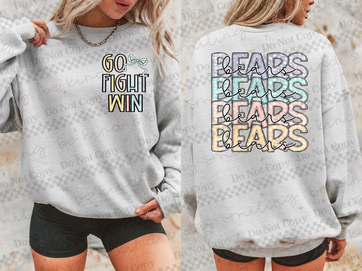 Go Fight Win Pocket/Pastel Bears PNG Digital Download