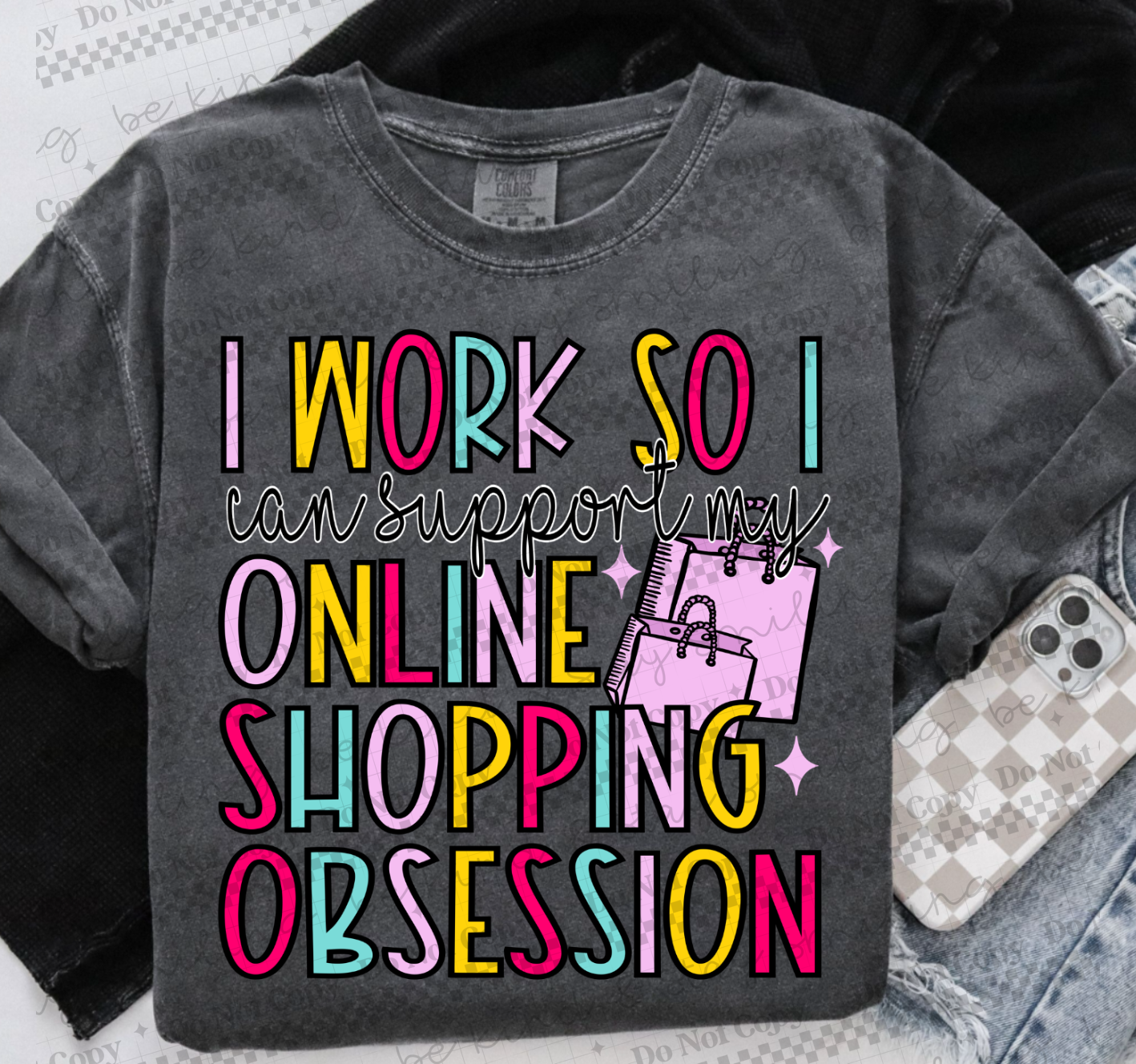 Online Shopping Obsession PNG Digital Download