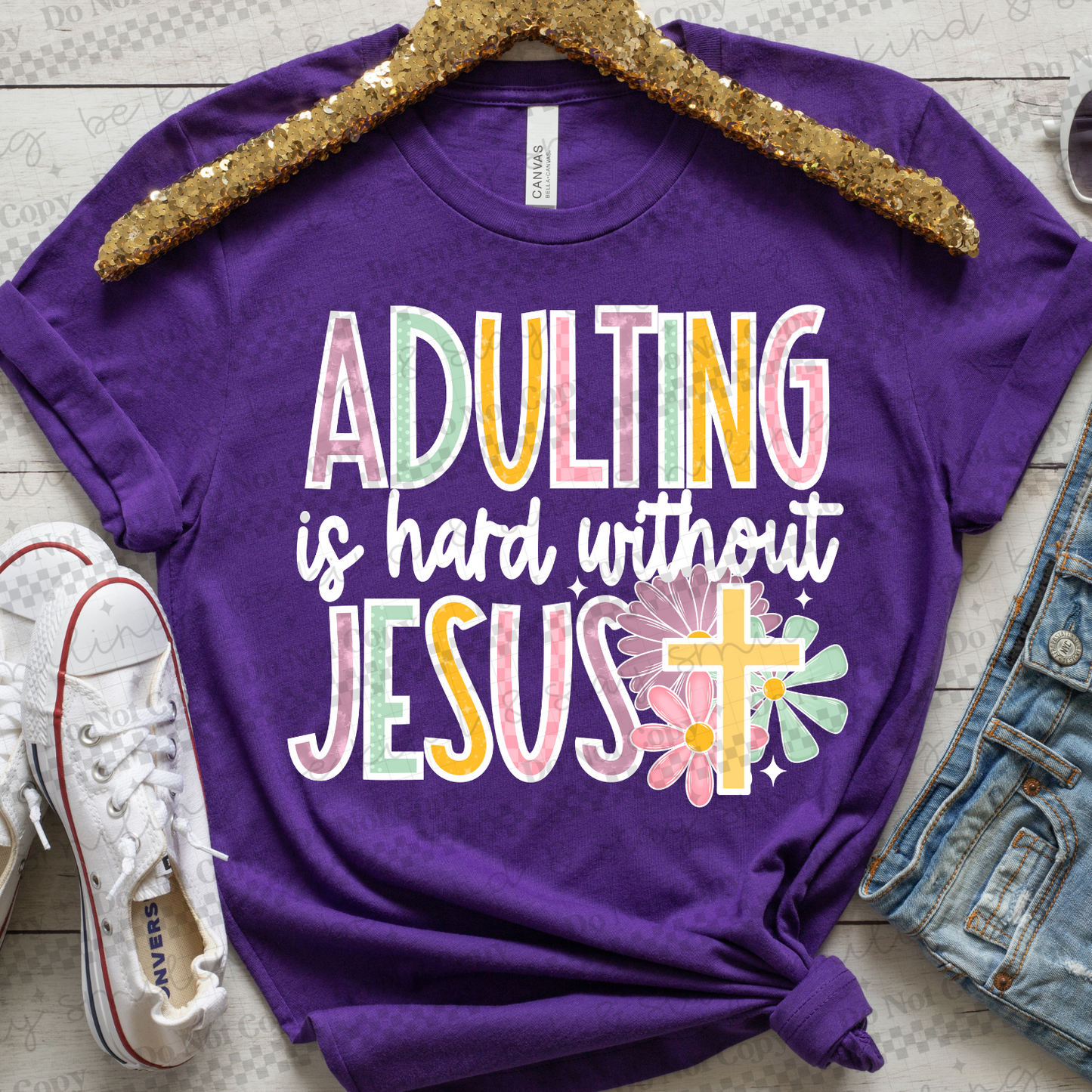 Adulting Is Hard Without Jesus (White) PNG Digital Download