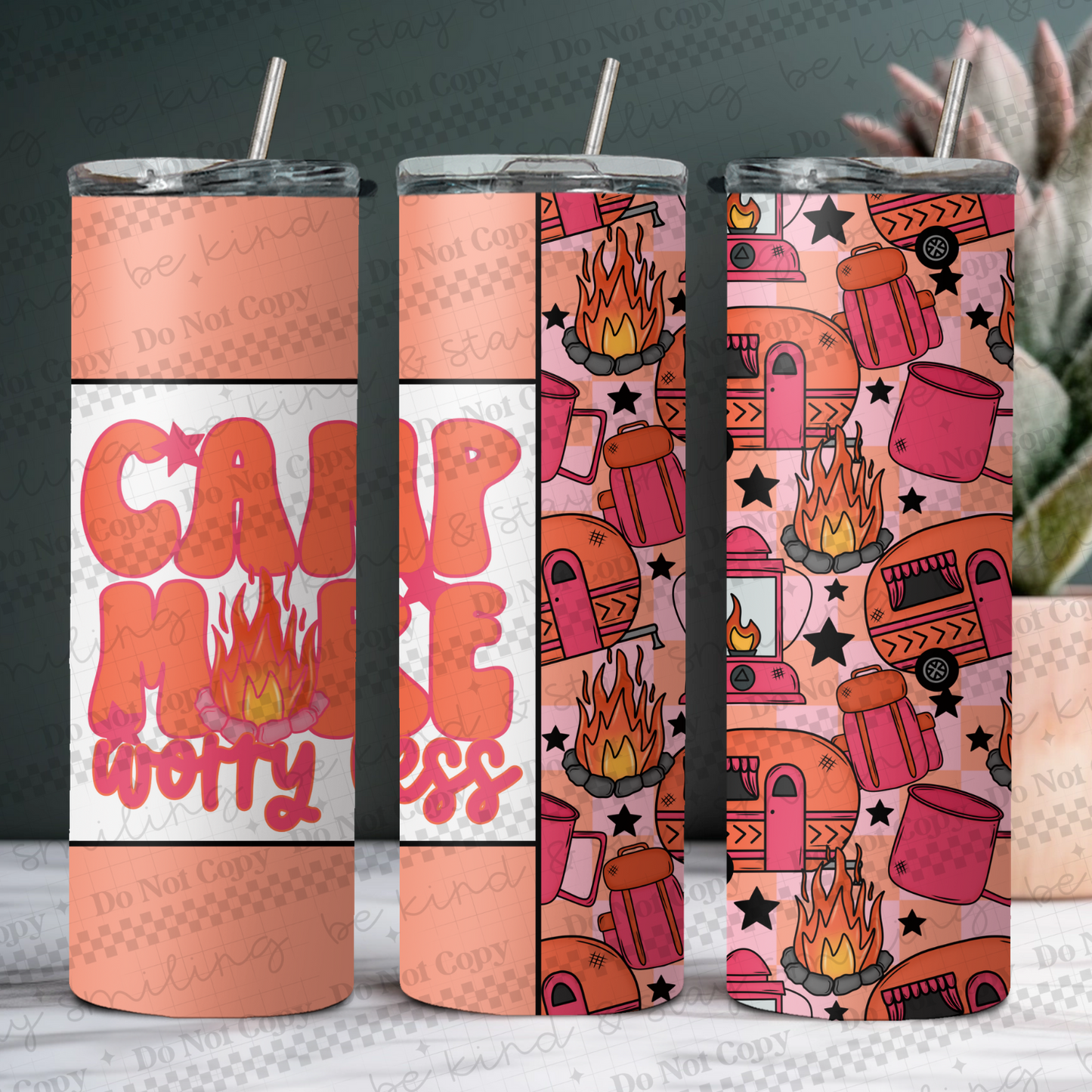 Camp More Worry Less Tumbler PNG Digital Download