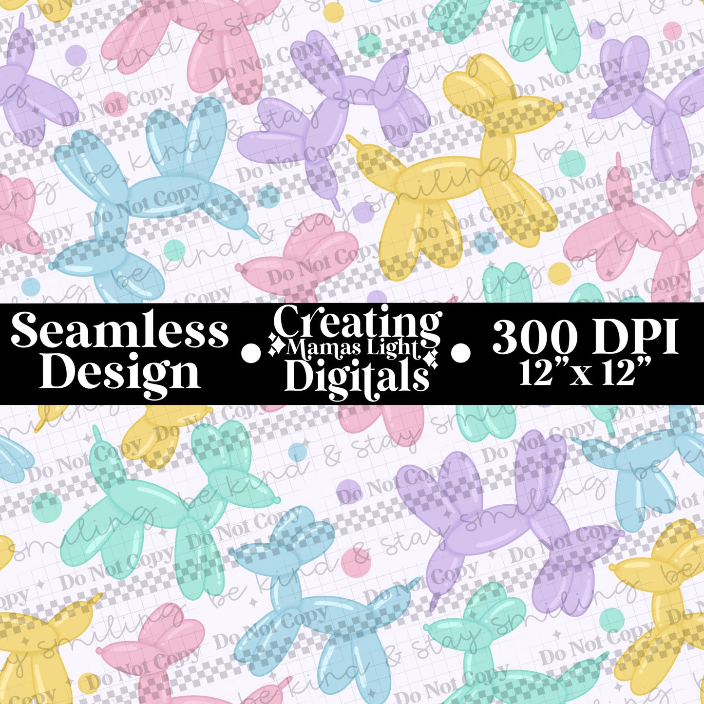 Balloon Dogs Seamless PNG Digital Download
