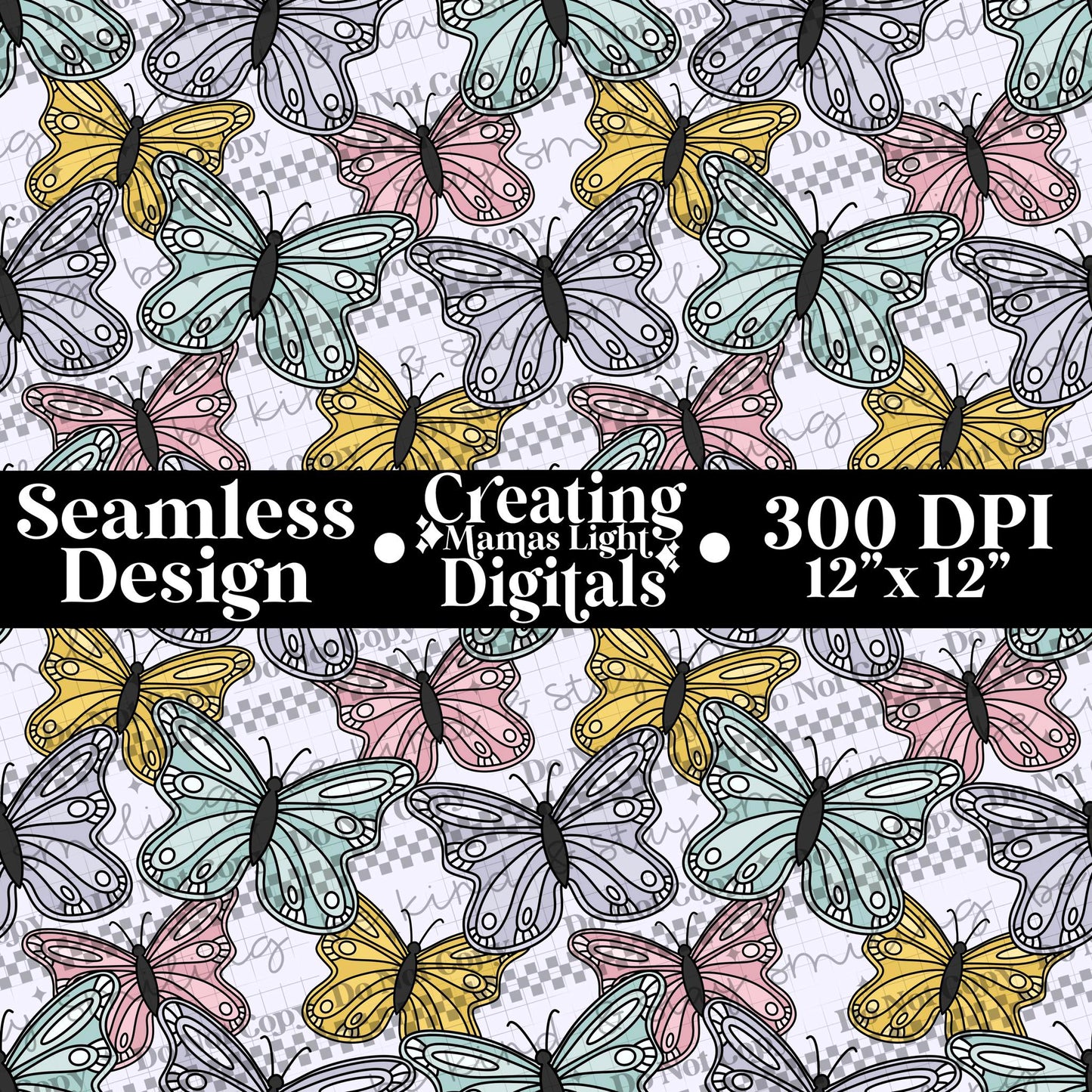 Butterflies Seamless PNG Digital Download