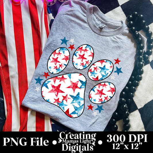 Red, White, and Blue Paw Print