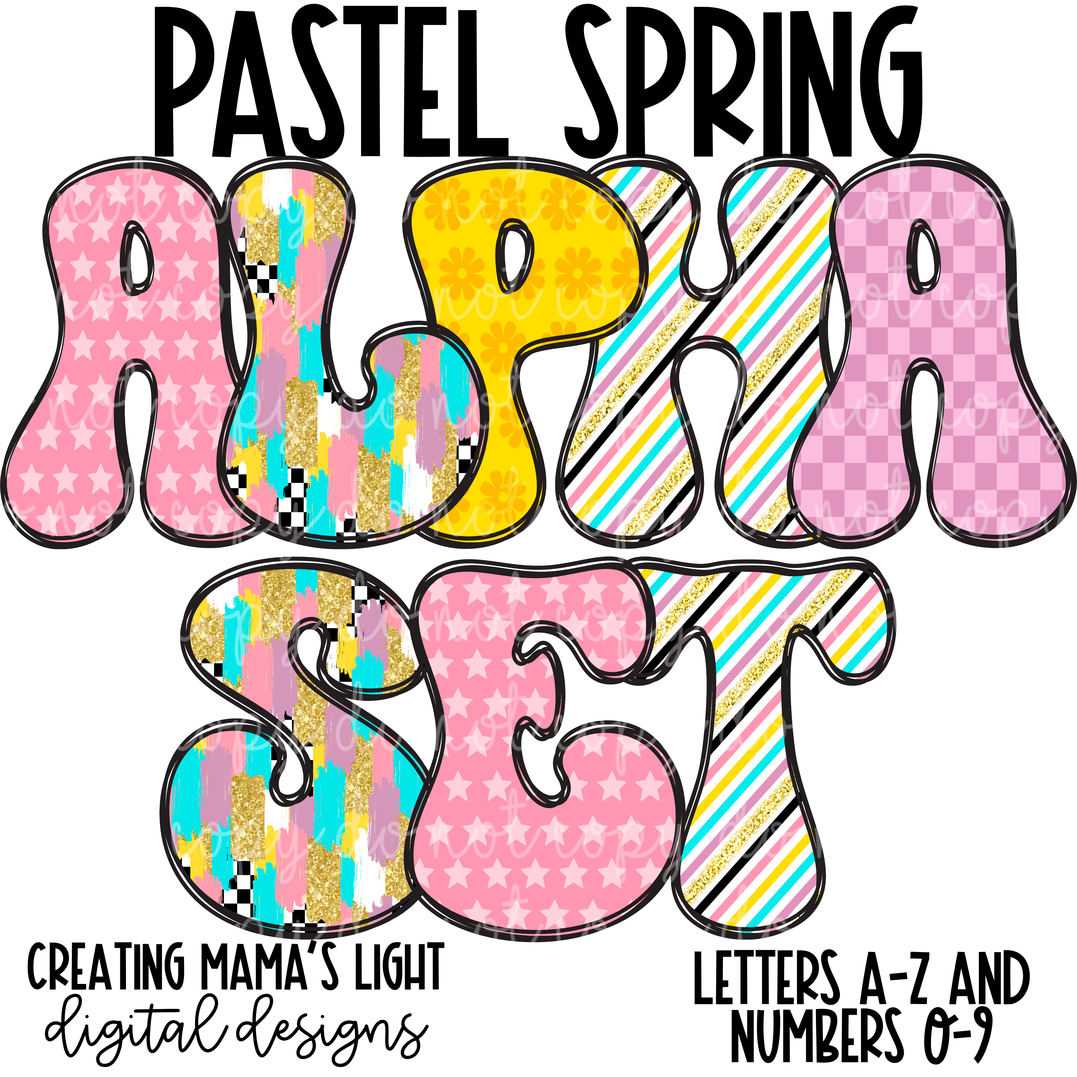 Spring Alpha Pattern Pastel Spring Alpha Set – Creating Mamas Light Digitals