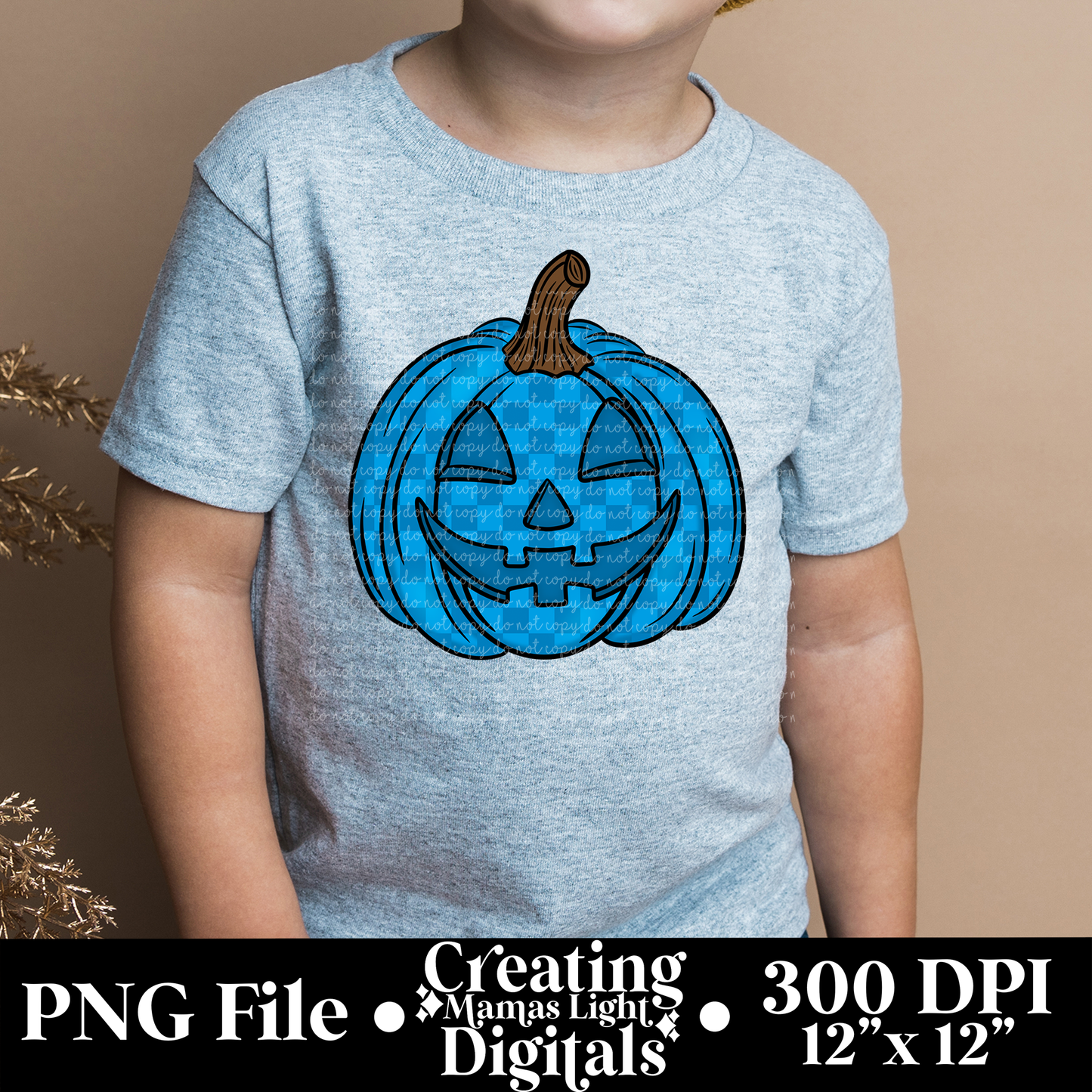 Blue Checkered Pumpkin