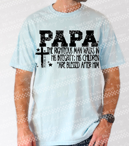 Papa Proverbs 20:7 | PNG | DIGITAL DOWNLOAD