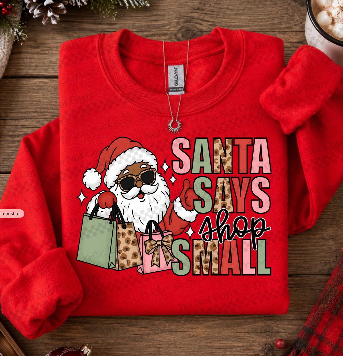 Santa says Shop Small | 3 skin tones included | PNG | Digital Download