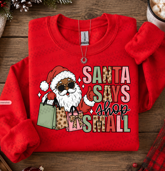 Santa says Shop Small | 3 skin tones included | PNG | Digital Download