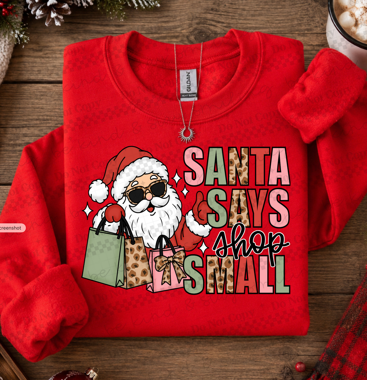 Santa says Shop Small | 3 skin tones included | PNG | Digital Download